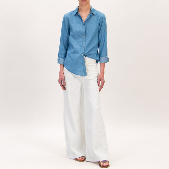 Zeroassoluto-CLEA Camisa de cambray de algodón ligero de corte regular - denim claro