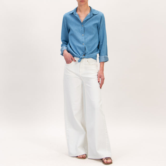 Zeroassoluto-CLEA Camisa de cambray de algodón ligero de corte regular - denim claro