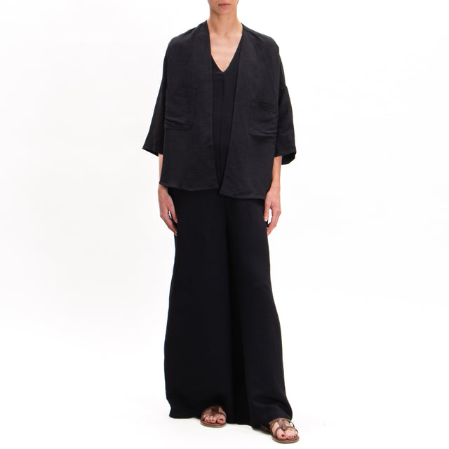 Zeroassoluto-Kimono JULI mezcla de lino crudo - negro