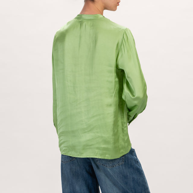 Camisa de satén con cuello mao Zeroassoluto-LEA - menta