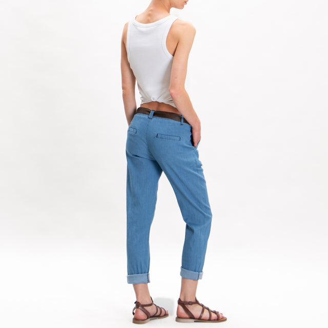 Zeroassoluto-LOIS pantalones chinos de cambray - denim medio