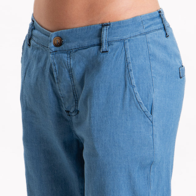 Zeroassoluto-LOIS pantalones chinos de cambray - denim medio