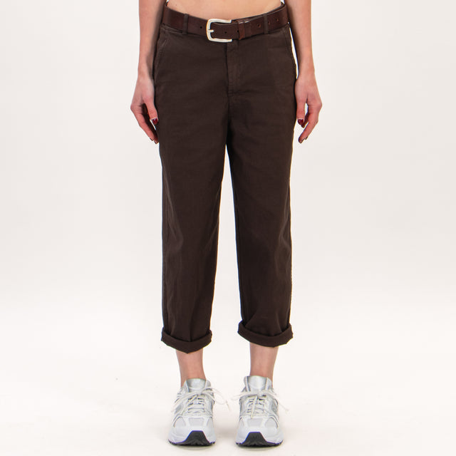 Zeroassoluto-LORY pantalones baggy elásticos - marrón oscuro