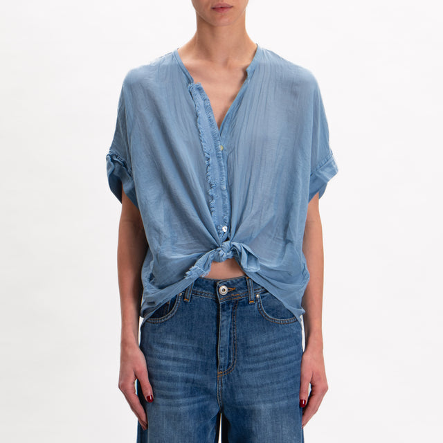 Camisa Tension de mezcla de seda con detalle de flecos - jeans