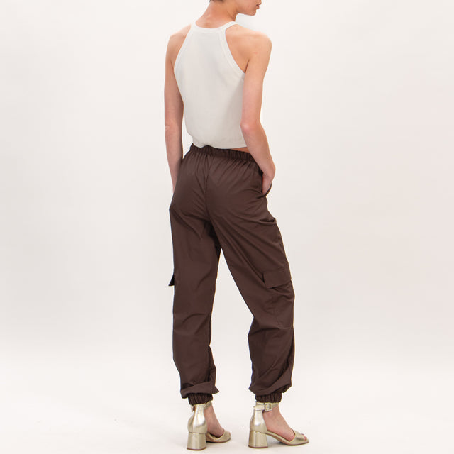 Souvenir-Pantalone cargo elastico in vita - moro