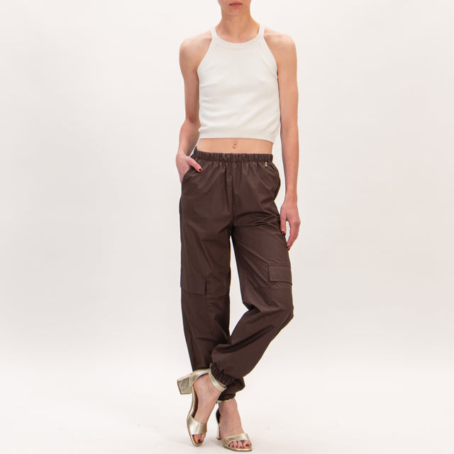 Souvenir-Pantalón cargo con cintura elástica - marrón oscuro