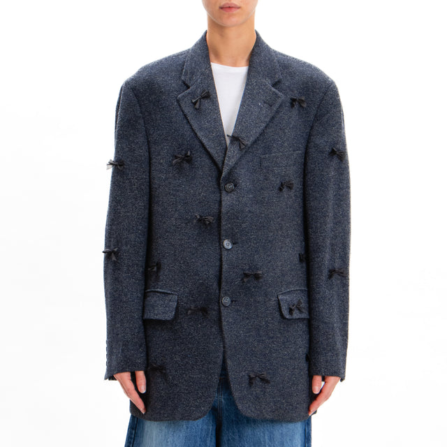 Souvenir-Giacca oversize dettaglio fiocchi - tweed blu