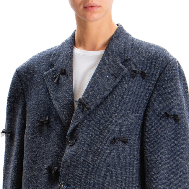 Souvenir-Giacca oversize dettaglio fiocchi - tweed blu