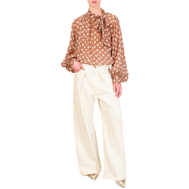 Souvenir-Pantalone wide leg con pinces - burro