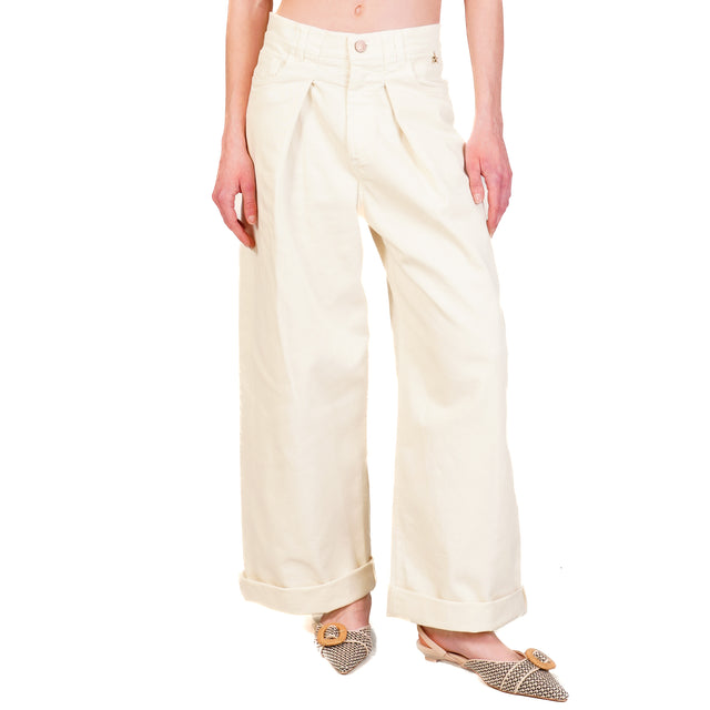 Souvenir-Pantalone wide leg con pinces - burro