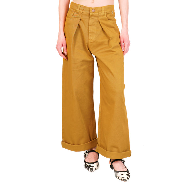 Souvenir-Pantalone wide leg con pinces - olio