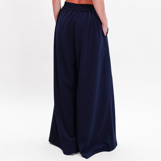 Souvenir-Pantalone wide leg coulisse con pinces - blu