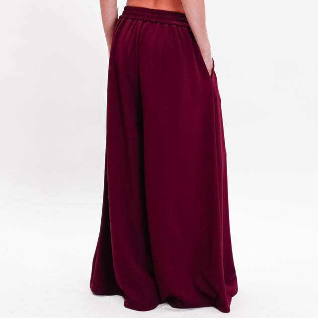 Souvenir-Pantalone wide leg coulisse con pinces - bordeaux