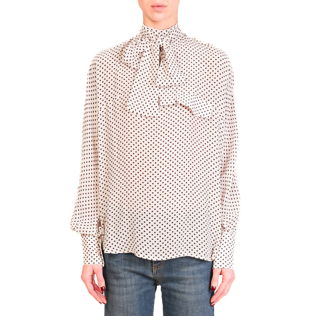 Souvenir-Blusa pois cut out con fiocco - burro/moro