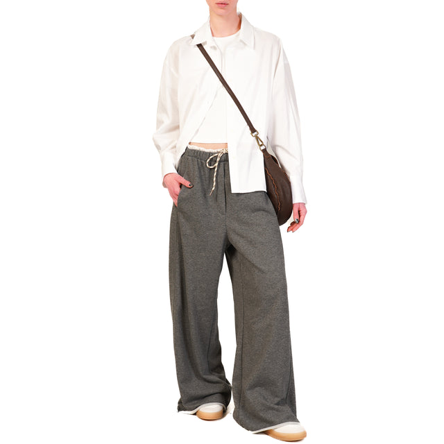 Souvenir-Pantalone doppio tessuto con coulisse - grigio/bianco