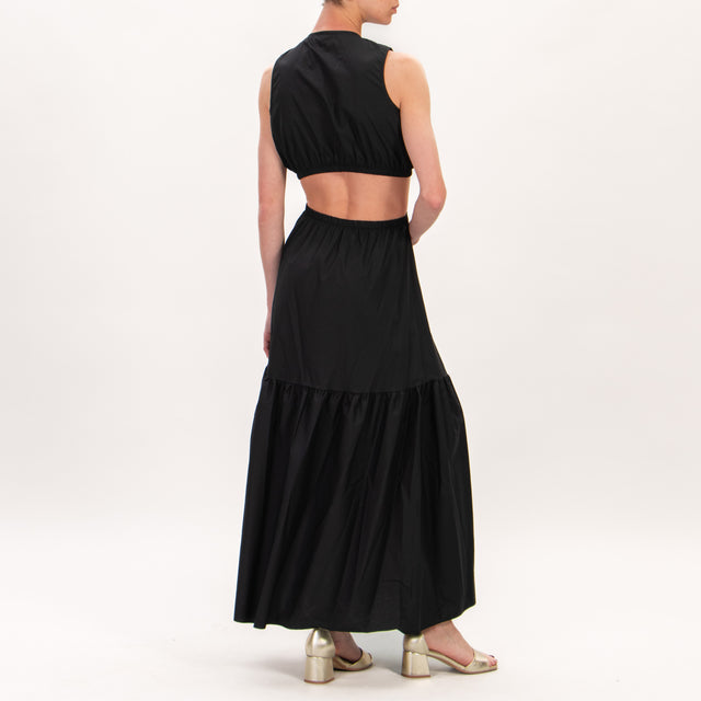 Vicolo-Vestido recortado de algodón con nudo - negro