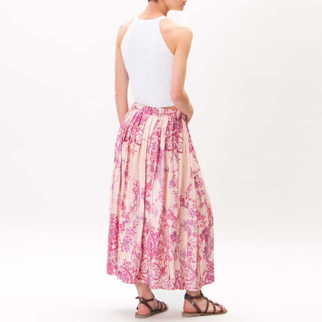 Vicolo-Falda plisada con estampado floral - polvo/fucsia/lila