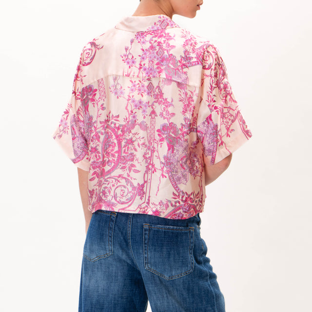 Camisa vicolo-floral con bolsillos - polvo/fucsia/lila