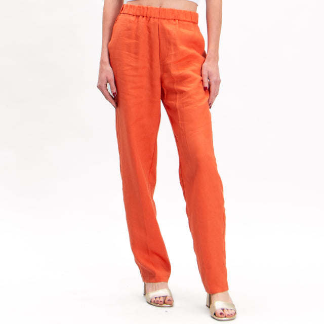 Vicolo-Pantalón de lino con cintura elástica - naranja