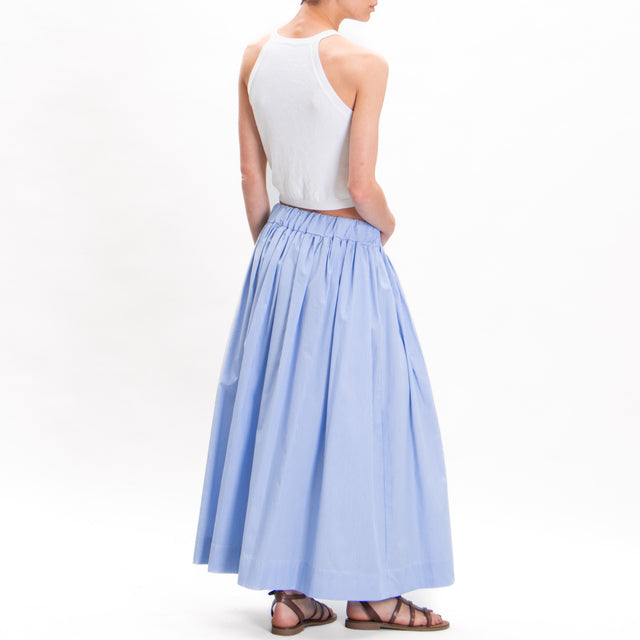 Vicolo-Falda plisada de rayas finas con elástico - azul claro/blanco