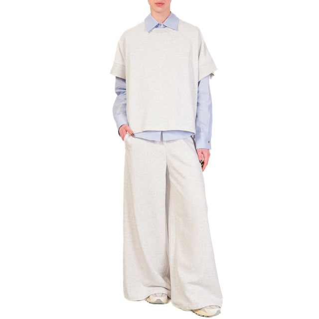 Tensione in-Pantalone in felpa wide leg elastico - grigio