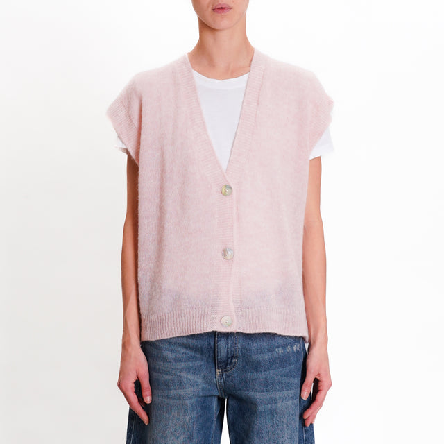 Tensione in-Gilet mohair 3 bottoni - rosa