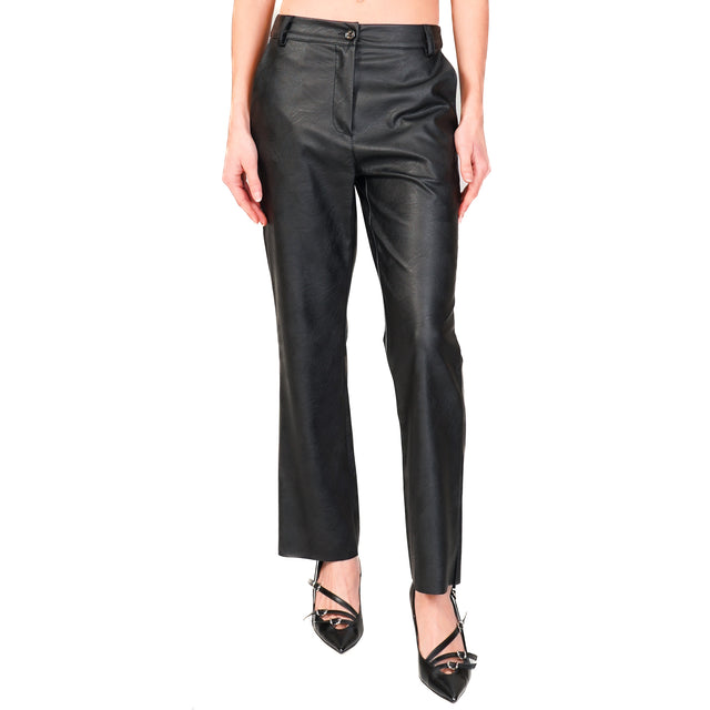 Tension in-Pantalone aged faux leather - black