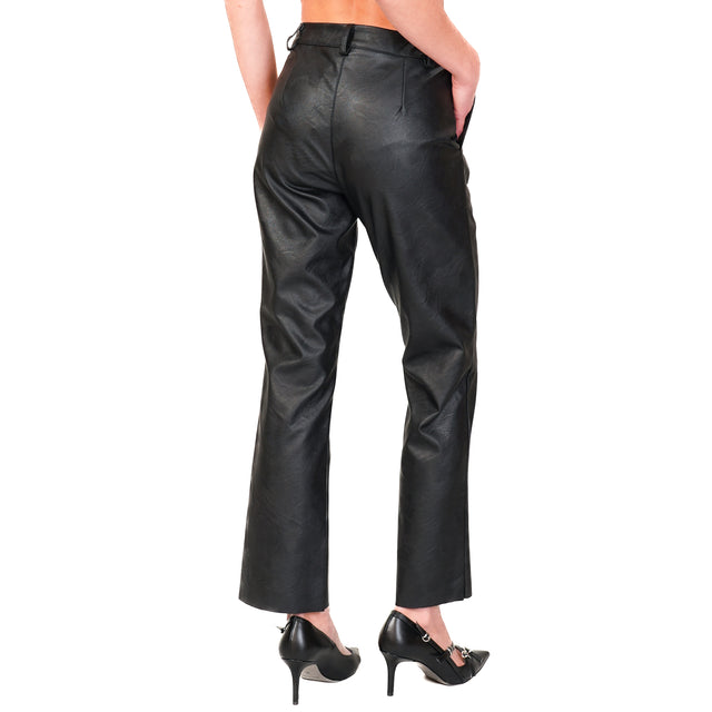 Tension in-Pantalone aged faux leather - black