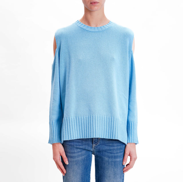 Tensione in-Maglia cut out misto cashmere - azzurro