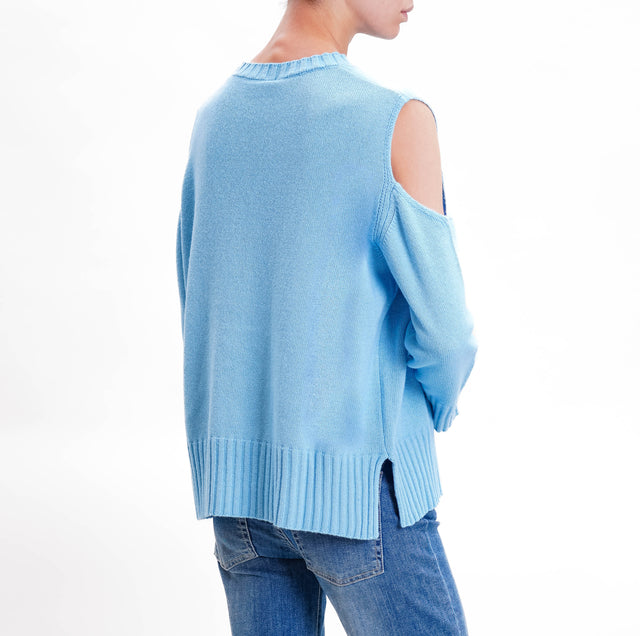 Tensione in-Maglia cut out misto cashmere - azzurro