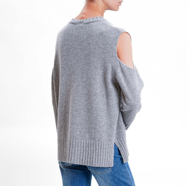 Tensione in-Maglia cut out misto cashmere - grigio