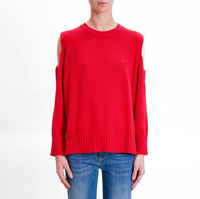 Tensione in-Maglia cut out misto cashmere - rosso