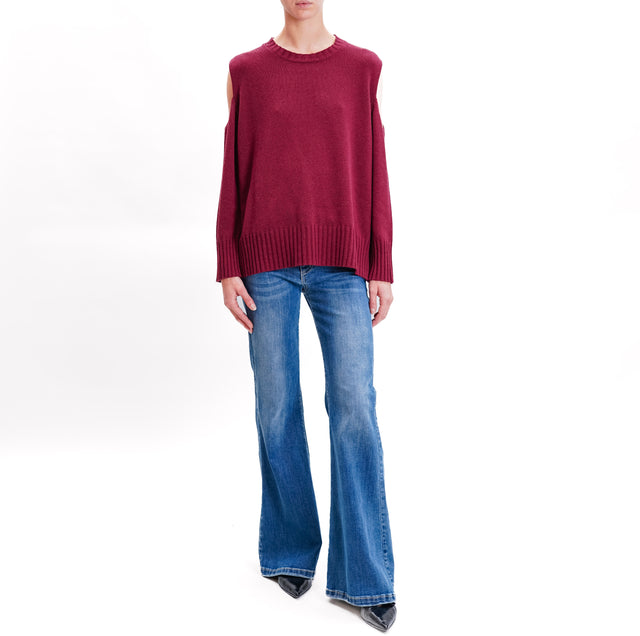 Tensione in-Maglia cut out misto cashmere - vino