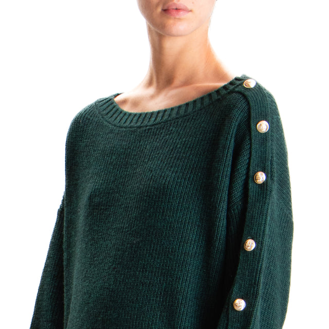 Tensione in-Maglia misto alpaca con bottoni dorati - VERDE