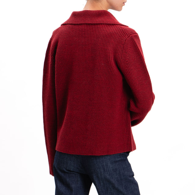 Tensione in-Cardigan misto alpaca bottoni dorati - Bordeaux