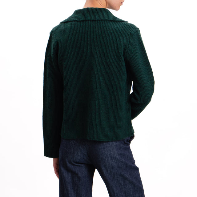 Tensione in-Cardigan misto alpaca bottoni dorati - verde