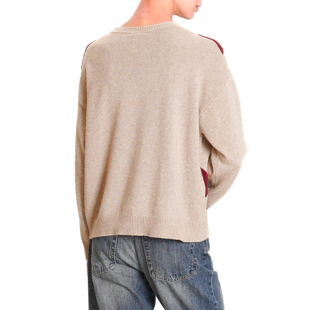 Tensione in-Maglia fantasia rombi misto cashmere - beige/bordeaux