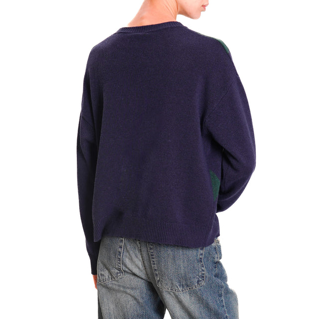 Tensione in-Maglia fantasia rombi misto cashmere - blu/verde