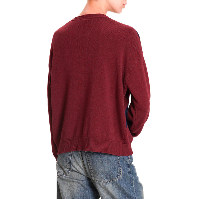 Tensione in-Maglia fantasia rombi misto cashmere - bordeaux/blu