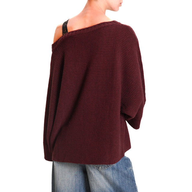 Tension in-Maglia alpaca mixed lace insert - Bordeaux