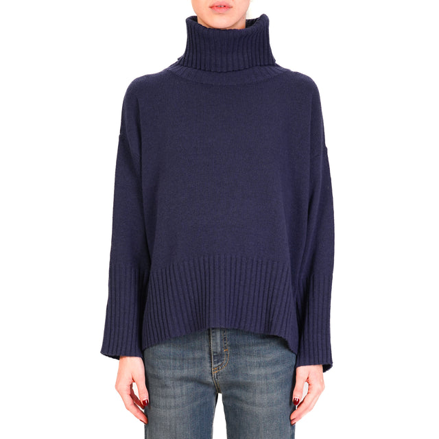 Tensione in-Maglia collo alto misto cashmere - blu