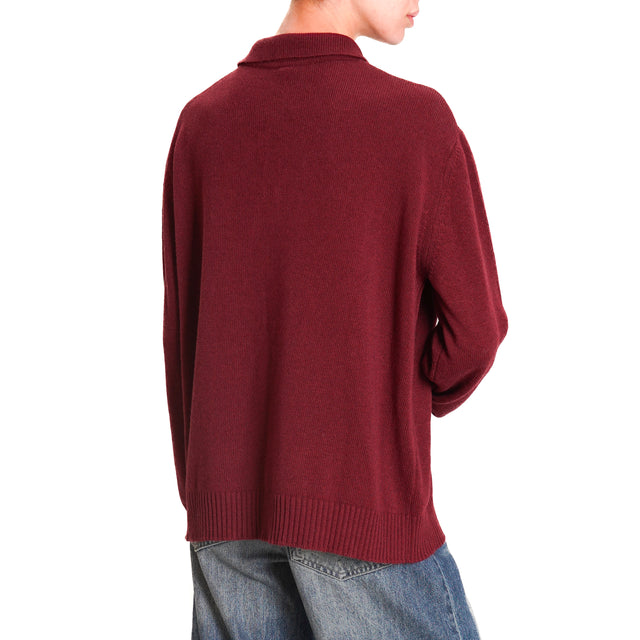 Tension in-Maglia Polo Neck Cashmere Blend - Bordeaux