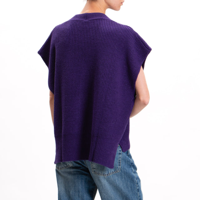 Tensione in-Gilet misto alpaca spacchi laterali - viola