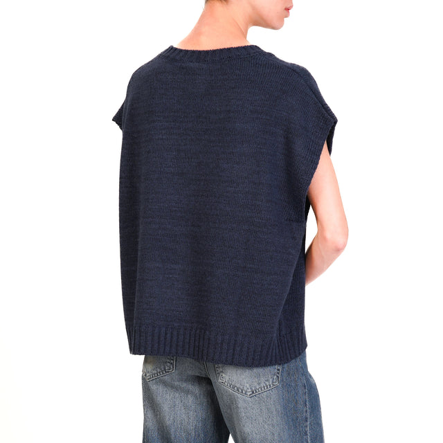 Tensione in-Gilet orsetto misto alpaca - blu