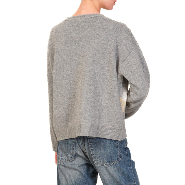 Tensione in-Maglia misto cashmere rombi lurex - grigio/oro