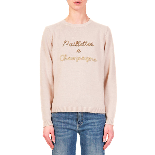 Tensione in-Maglia misto cashmere con ricami - rosa/oro