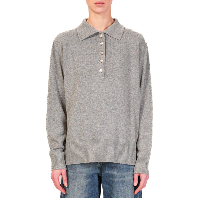 Tensione in-Maglia collo polo misto cashmere - grigio