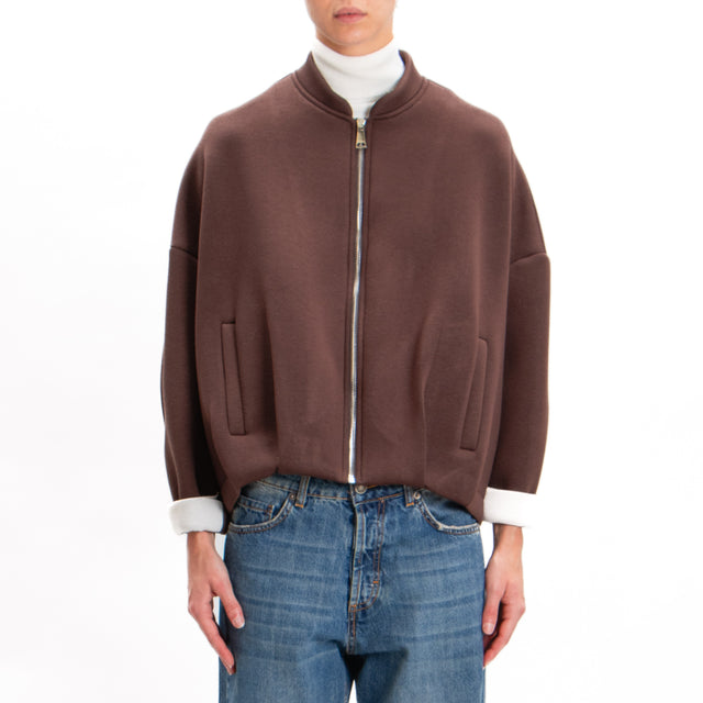 Tensione in-Bomber in neoprene - cioccolato/burro