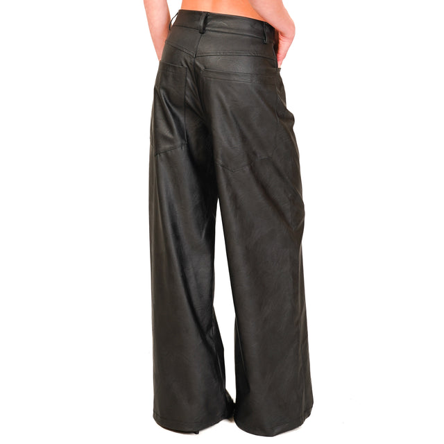 Tension in-Pantalone GIUSI aged imitation leather - black