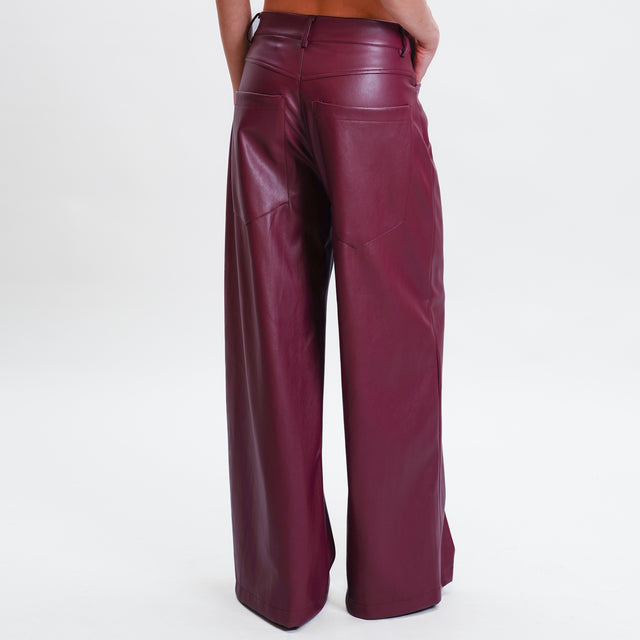 Tensione in-Pantalone wide leg similpelle - bordeaux